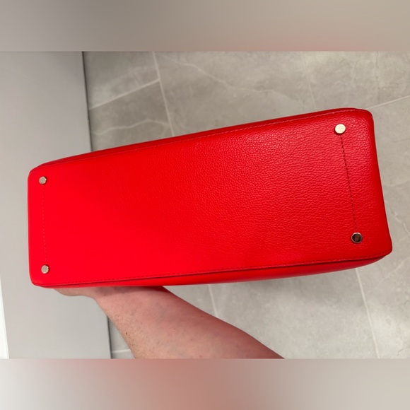 Kate Spade Red Pebbled Leather Eva Medium Zip Top Convertible Satchel - Picture 8 of 16